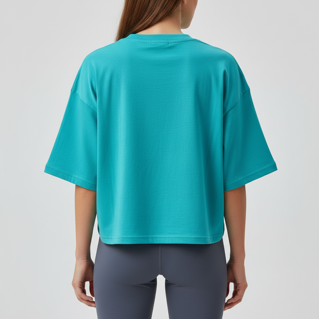 Polera Básica Algodón Verde Agua - Espalda