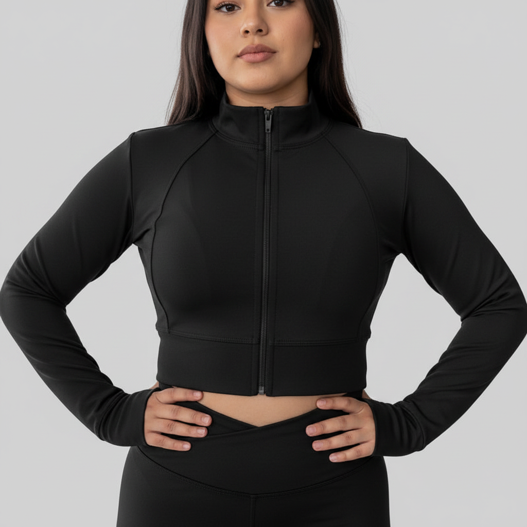 Polerón Crop Suplex Negro