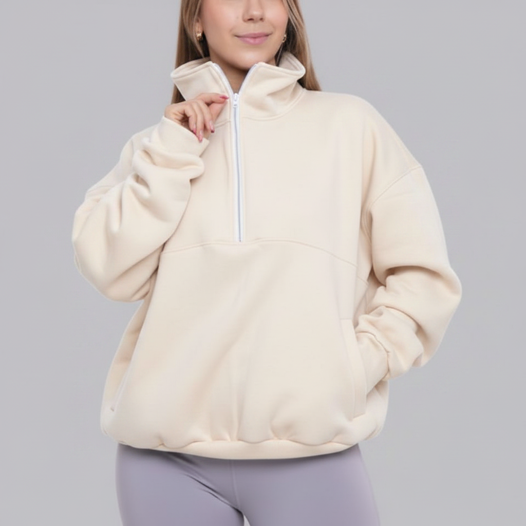 Polerón Oversize Algodón Blanco Invierno