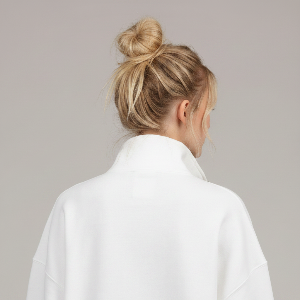 Polerón Oversize Blanco — Detalle Cuello de Espaldas